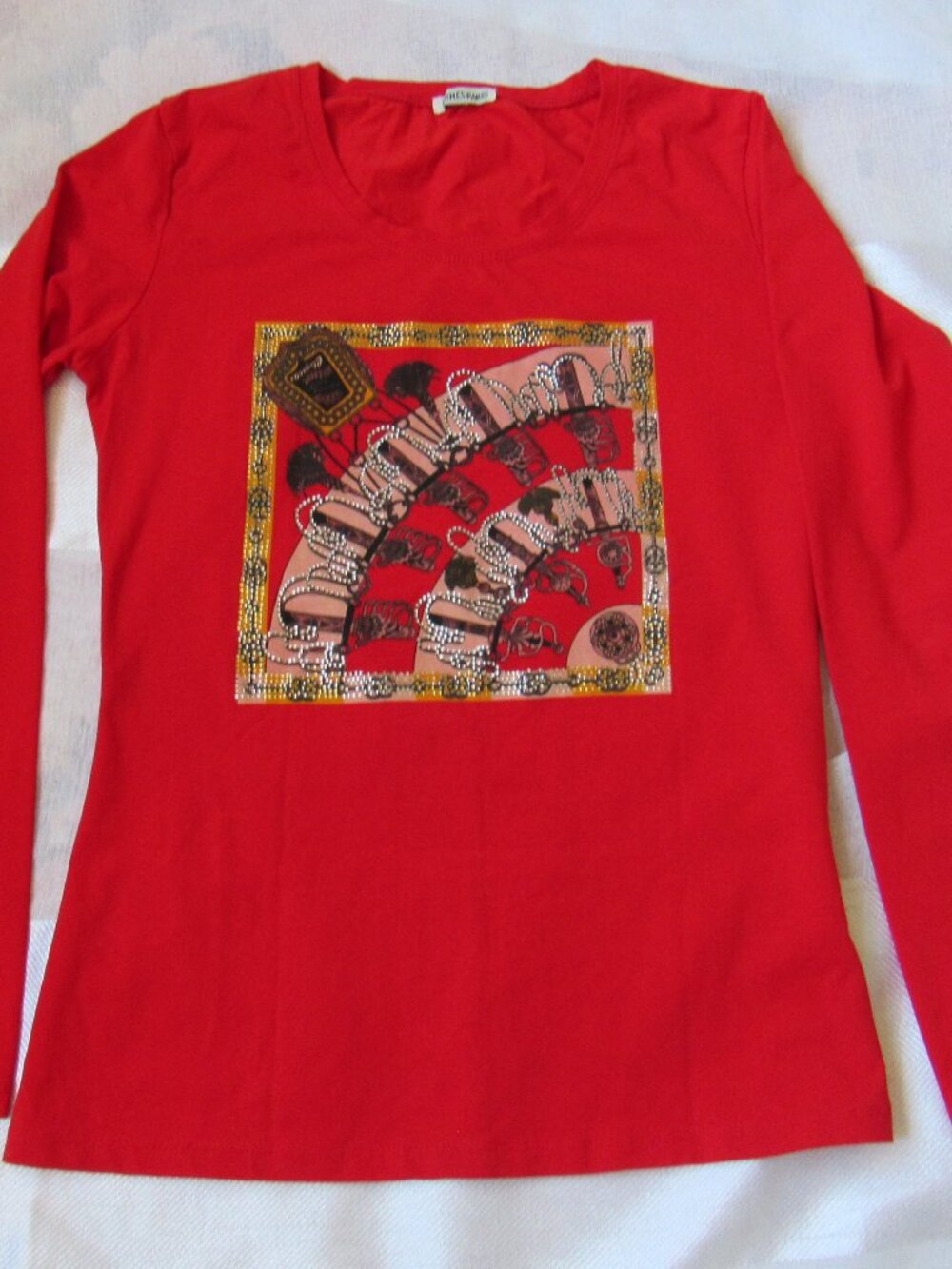 Hermes Women Shirt , long sleeve, made in Italy, red.